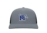 Sport Your Gear Memphis Tigers Prime Logo Officially Licensed Mid Profile Adjustable Trucker Snap Back Baseball Hat Cap Gray