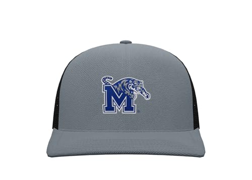 Sport Your Gear Memphis Tigers Prime Logo Officially Licensed Mid Profile Adjustable Trucker Snap Back Baseball Hat Cap Gray
