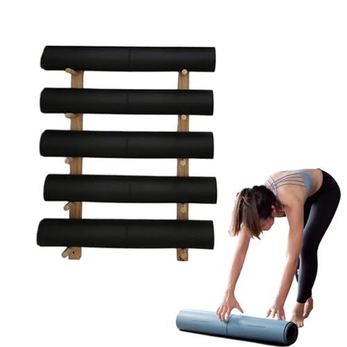 Support tapis de yoga mural en bois noble pour valoriser votre studio de gym privé