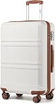 Kono Lightweight 4 Wheel ABS Hard Shell Medium Suitcase Sturdy 24" Trolley Travel Hand Carry-On Luggage with TSA Lock,(Cream White, Medium 24")