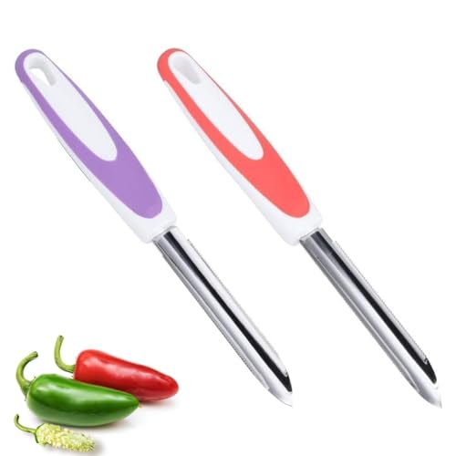 Cyrank 2 Stück Zucchiniaushöhler, Edelstahl Zucchini-Entkerner, Entkerner Ausstecher Aushöhler Für Gemüse, Paprika, Chili, Gurke, Gemüse, Entkerner Edelstahl Chili Entkerner Entferner