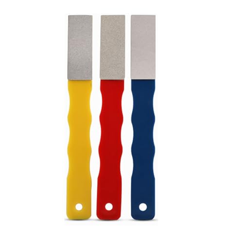 Supkeyer 3Pcs Diamond Sharpening Hones Sets, Color Coded Diamond Sharpening Hone Knife Sharpener Set, 3Grits #220,400,600 Flat Hand File Knife Sharpener for Hunting, Outdoor
