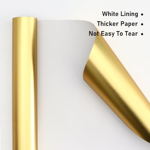 Nescci Matte Metal Gold Wrapping Paper, Solid Color Paper,Gift Wrapping Paper,Perfect For Wedding,Valentine'S Day,Birthday thumb #2