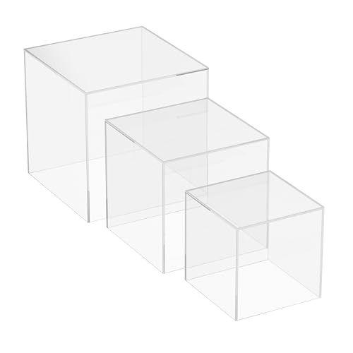 CLEAR-AD PLASTICS Small Frost Acrylic Cubes for Display - Plastic Square Cubes for Food, Cupcakes, Figures, Desserts, Jewelry, Toys, Collectibles, Cosmetics Showcase