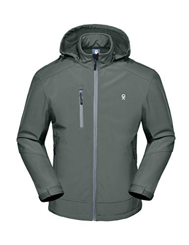 Little Donkey Andy Men’s Softshell Jacket With Removable Hood, Fleece Lined And Water Repellent Gray Size L #TOP1