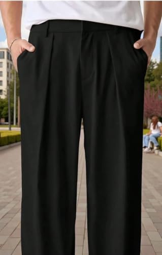 Buy Men’s Formal Trousers, Regular Fit Office Pants for Men, Stylish Dress Pants for Work, Business, Party and Formal Wear, Comfortable Straight Fit Trousers for Men at Amazon.in - Image 5