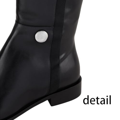 Bottes hautes en cuir véritable noir au design classique élégant - 5