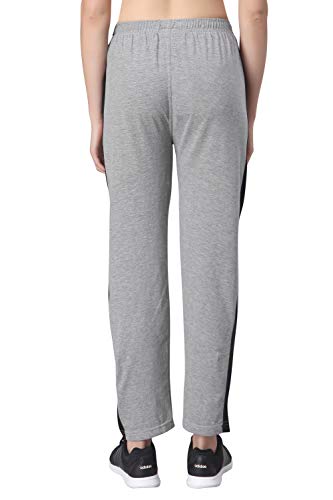 Image of Fflirtygo Women's Cotton Track Pants, Joggers for Women, Women�s Leisure Wear, Night Wear Pajama, Grey with Zip Pockets�for Sports Gym Athletic Training Workout