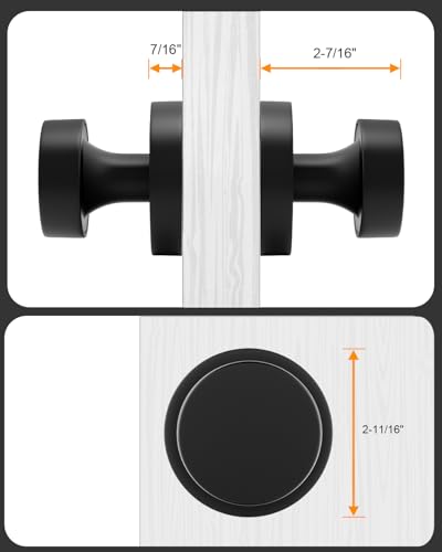 Image of Goldenwarm Black Door Knobs Dummy, Zinc Alloy Keyless Matte Black Door Knobs for Closet and Bifold - Single Side Non Turning (2 Pack /4 Pieces)