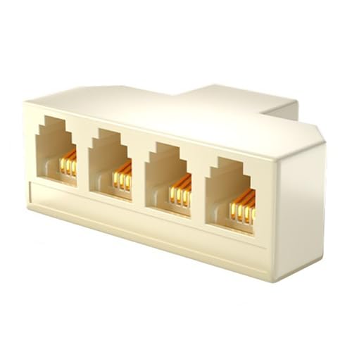 HNsdsvcd 4 Vías RJ11 Socket Teléfono Splitter Adaptador 6P4C 6p2C para Teléfonos y Fax Conexión Inconsútil