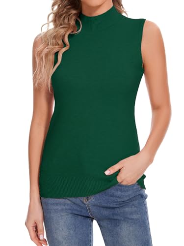 Image of Sleeveless Mock Neck Tops for Women Soft Slim Fit Knit Vest Tops
