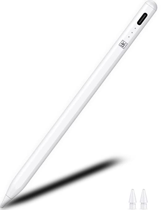 H&K for Apple Pen, iPad Pencil,Tilt Sensitivity Palm Rejection Stylus Pen for Apple iPad(2018 and After)10/9/8/7/6, iPad Pro 11/12.9, iPad Air 5/4/3, iPad Mini 6/5, Magnetic Attachment, White