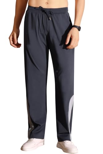 Image of Flapfit Men's Solid Pattern Spandex Track Pant with Ankle Length Drawstring Closure Type and Loose Fit Jogger Style