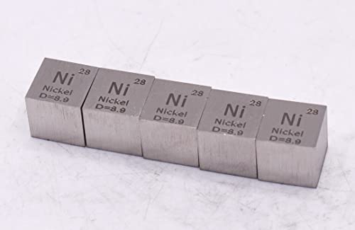 Image of 0.39 inch 10mm Nickel Metal Cube Ni up to 99.9% Pure Periodic Table Element Engraved Density Collection Science Education Display Block Cube + Acrylic Case Box - 1PC
