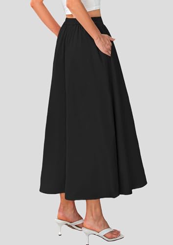 PRETTYGARDEN Women's Maxi Skirts 2025 Summer Trendy Ruffle High Waisted Casual Long Flowy Skirt with Pockets2