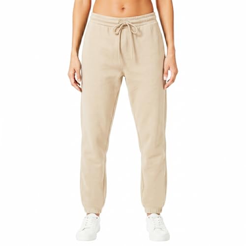 Light & Shade Damen Jogginghose Fleece Sweatpants mit Kordelzug Tapered Trainingshose mit Taschen Weiche Trackpants für Fitness Gym Freizeit Loungewear (Sand XL)