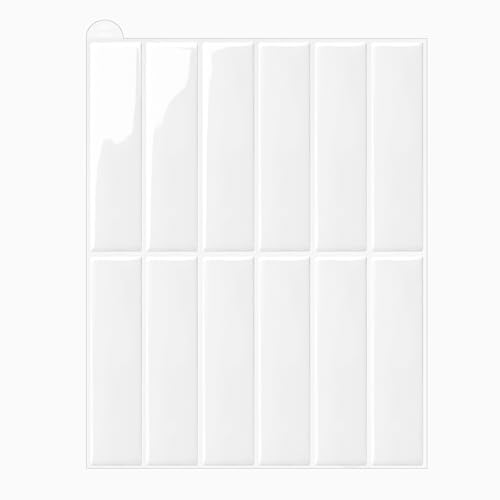 WoStick Blanc carrelage adhesif mural cuisine, 3D credence adhesive, Facile à nettoyer carrelage...