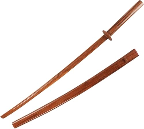 Bayosou 素振り用 木刀 居合練習刀 竹刀 居合刀 武士の刀 全長約101CM 加重木刀 練習用 木剣 剣道 竹製の刃 鞘付き 筋トレ 初心者 伝統的な工芸 頑丈 剣術 剣道稽古用トレーニング用 贈り物 (木)