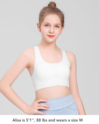 SALIA GIRL Seamless Training Bras for Girls 10-12, Racerback Teen Bra Soft Light Sports Bra 12-16 with Fixed Padding4