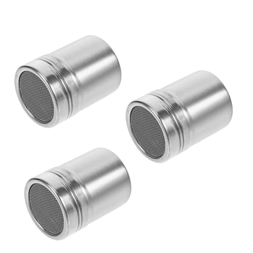 MOLUCKFU Stainless Steel Powder Container Sifter Pepper Sugar Shaker Set for Baking Random Color