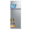 Midea MERT210FGE50 Frigo-congelatori doppia porta 204 L, Congelatore da Montare in Alto, 176kWh/annum, controllo della temperatura regolabile, Luce LED, Argento