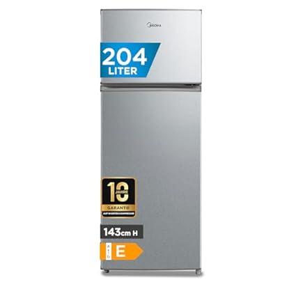 Foto di Midea MERT210FGE50 Frigo-congelatori doppia porta 204 L, Congelatore da Montare in Alto, 176kWh/annum, controllo della temperatura regolabile, Luce LED, Argento