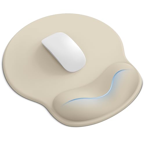 Image of Mouse Pad with Wrist Rest, Ergonomic Mouse Pads for Desk, Office Non-Slip Mousepad with Gel Wrist Support(Beige, 10.6''L x 9''W)