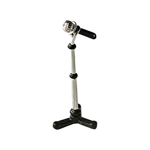 Aliturtle Dollhouse Mini Microphone with Stand Set Decor Furniture and Accessories for 1/12 Scale DIY Miniature Doll House Decoration, Pretend Play Toy DIY Art Crafts Handicraft Class Project