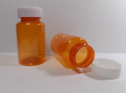 Preferred Vials-Plastic Medical Screw-Top Packer Bottles Wide Mouth Jars CLEAR AMBER 5 Ounce 40 Dram Size Package of 100 Units