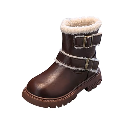 IWIHMIV Girls Cotton Boots Winter Short Boots with Side Zipper Soft Bottom Leather Ankle Booties for Toddler2