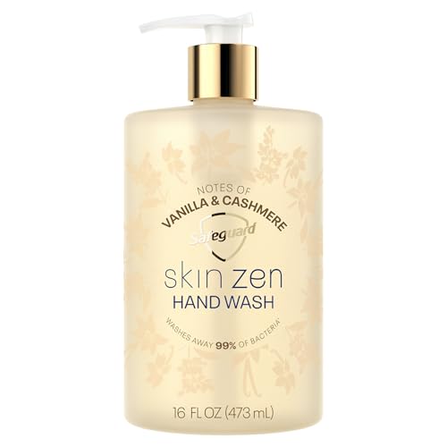 Safeguard Liquid Hand Soap Skin Zen Washes Away 99% Bacteria Made with Natural Moisturizers & 2X Skin Conditioners Safeguarding Families PH Balanced Formula Vanilla & Cashmere Scent 16 oz