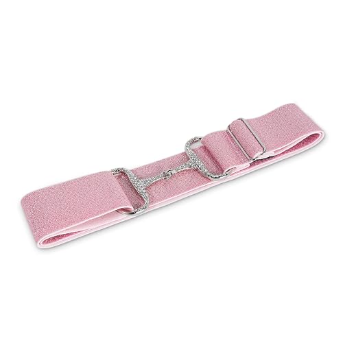 Kids 4pc Gift Set -1.5 inch Equestrian Belt for Horseback Riding with Rhinestone Silver Bit Buckle- pink, sparkling pink, lavender, fuchsia, girls, perfect for breeches4