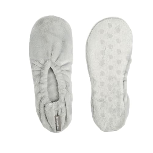 Image of Brookstone Plush Footies - Memory Foam Slippers with Ultra-Soft Sherpa, Non-Skid Sole, One-Size-Fits-Most, Machine Washable for Women, Stocking Stuffers and Christmas Gifts