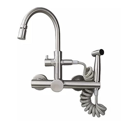 Robinet avec pulvérisateur de cuisine mitigeur mural eau chaude eau froide