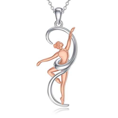 ROMANTICWORK Collier 925 en argent sterling avec pendentif de gymnastique/violon pour femmes et filles - Bijoux de sport et de musique - Cadeau pour mère et...