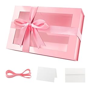 PACKQUEEN Rosa Geschenkbox mit Fenster und Band