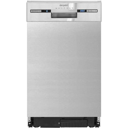 Exquisit Einbaugeschirrspüler EGSP9309-EF-030E inox | Spülmaschine Unterbau 45 cm | 9 Maßgedecke | 7 Programme | Geschirrspüler 45cm Unterbau…
