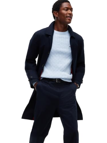 Image of Tommy Hilfiger Men's Cable Knit Crewneck Sweater Lightweight Pullover
