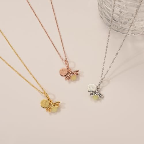 Une Douce Glow-In-The-Dark Firefly Charm Necklace Of Sliding Clasp For Adjustable Size For Women  thumb #7