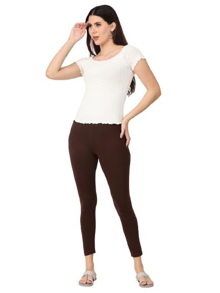 Image of Robinbosky Premium Stretchable Cotton Ankle Legging for Women | Suitable for Formal wear & Casual wear | High-End Elastic Makes The Leggings Squat Proof and Durable for Travel, Yoga, & Workout.
