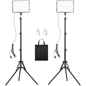 LED Video Light with 63” Tripod Stand, 2 Pack Photography Video Lighting Kit, Tinpops 2500-8500K Studio Streaming Lighting for Video Recording Live Game Podcast YouTube Portrait Photo Shooting