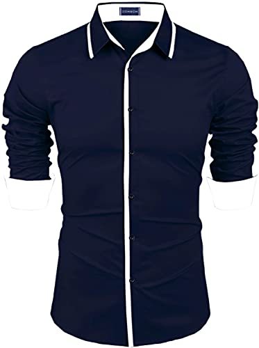 Image of Zombom Men's Regular Fit Cotton Blend Printed Full Sleeve Casual Shirts