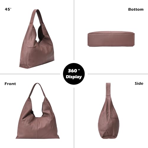 Image of Slouchy Hobo Bag Real Leather Shoulder Hobo Bags for Women Designer Handbags Over Shoulder Hobo Purses for Women Trendy Soft
