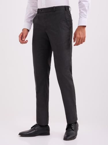 Image of Park Avenue Men's Mid Rise Regular Pants (PMTX07517-G8 Dark Grey, 34