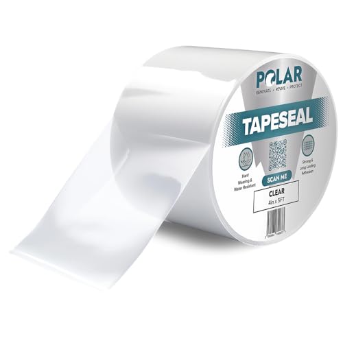 Polar TapeSeal Clear - 4" x 5ft - Waterproof Tape and Leak Sealer - All Purpose Roof Repair Tape for Indoor & Outdoor Use - Ideal for Leaks on Felt & Flat Roofs, PVC Pipe Repairs, and Gutters