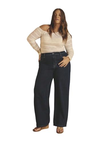 Image of KOTTY Women's Plus Size Straight Fit High Waist Wide Leg Jeans for Stylish Trendy Look