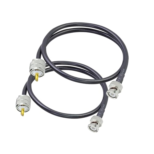ACONRFTOL Lot de 2 Câbles Coaxiaux BNC Mâle vers UHF Mâle RG58 30CM Rallonge BNC PL259 de 50 ohms Faible Perte pour Radio Ham CB Appareils LAN sans fil