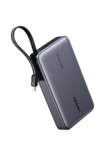 UGREEN Nexode 20000mAh 145W Power Bank Laptop Charger with Built-in Cable | High-capacity, 3-device fast charging, dual USB-C ports, flight-safe, digital display, fast-charge Laptops/Phones/Tablets