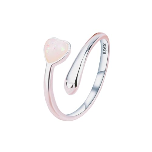 Sterling Silver Opal Ring for Women - Adjustable Moonstone Boho Wedding Ring