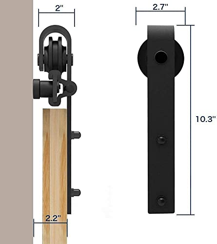 Miniatura 4 de Wolfbird 183cm 6ft Herraje Para Puerta Corredera Kit, Accesorios Herraje Corredera, El Kit De Riel Puerta Corredera De Granero,Forma Clásica.